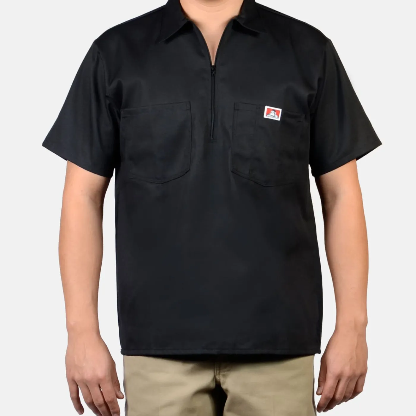 Best Sale Ben Davis Short Sleeve Solid 1/2 Zip Shirt - Black